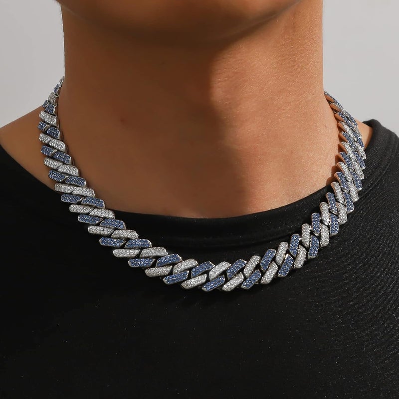 JUNVirtuous Cuban Link Chain Mens Iced Out Miami Cuban Necklace Silver/Gold Bling Diamond Hip Hop Jewelry for Women - Image 5